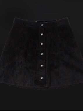 She + Sky Black Button-Front Skater Skirt